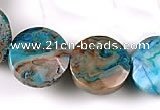 CAG480 15 inches 12mm faceted coin cyan crazy lace agate beads Wholesale