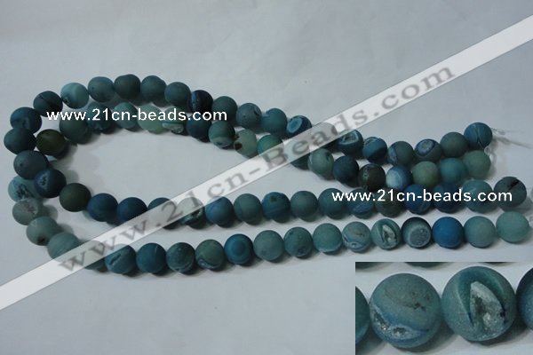 CAG4820 15.5 inches 12mm round matte druzy agate beads wholesale