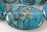 CAG485 15inches 20*30mm oval cyan crazy lace agate beads wholesale
