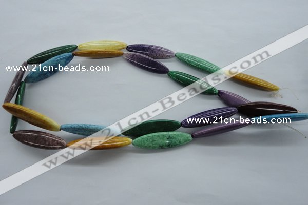 CAG4922 15.5 inches 10*38mm marquise dyed white agate beads