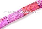CAG514 15 inches 12*20mm rectangle fuchsia crazy lace agate beads