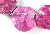 CAG516 15 inches 25*25mm lotus leaf  fuchsia crazy lace agate beads