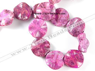 CAG516 15 inches 25*25mm lotus leaf  fuchsia crazy lace agate beads
