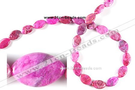 CAG517 15 inches 10*14mm oval  fuchsia crazy lace agate gemstone beads