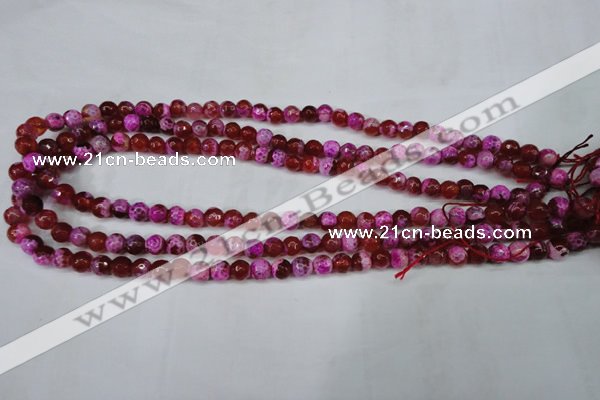 CAG5181 15 inches 6mm faceted round fire crackle agate beads