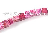 CAG520 15 inches 6*6mm cubic fuchsia crazy lace agate beads wholesale