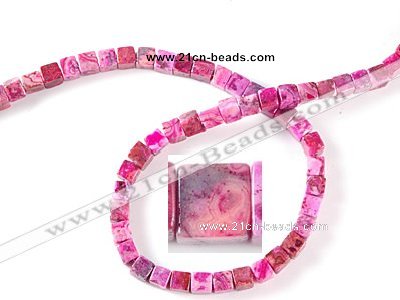 CAG520 15 inches 6*6mm cubic fuchsia crazy lace agate beads wholesale