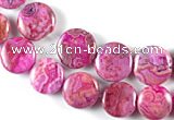 CAG522 14mm & 16mm coin fuchsia crazy lace agate beads wholesale