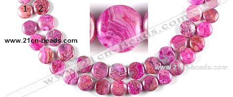 CAG522 14mm & 16mm coin fuchsia crazy lace agate beads wholesale
