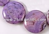 CAG527  15 inches 18mm coin purple crazy lace agate beads wholesale