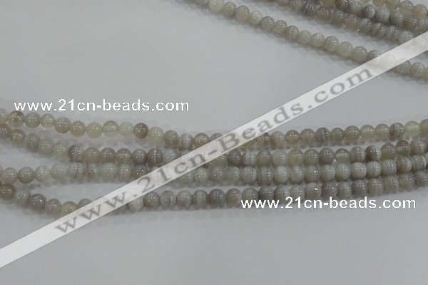 CAG5320 15.5 inches 4mm round grey line agate beads wholesale