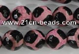 CAG5350 15.5 inches 14mm faceted round tibetan agate beads wholesale