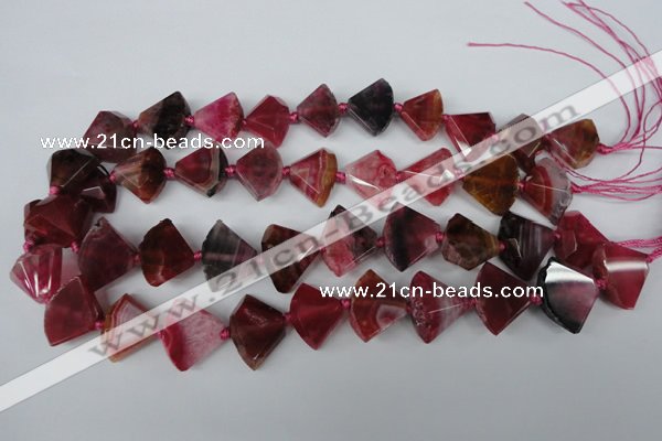 CAG5581 15 inches 15*20mm faceted triangle dragon veins agate beads
