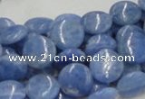 CAG559 16 inches 12mm flat round blue agate gemstone beads wholesale