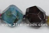 CAG5612 15 inches 25mm faceted nuggets agate gemstone beads