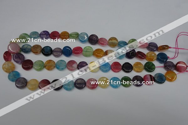 CAG5635 15 inches 12mm flat round dragon veins agate beads