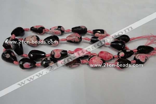 CAG5741 15 inches 15*20mm faceted teardrop fire crackle agate beads