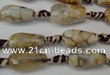 CAG5755 15 inches 8*16mm faceted teardrop fire crackle agate beads