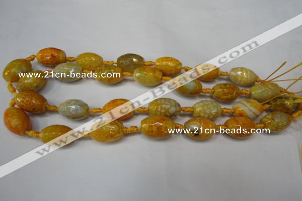 CAG5790 15 inches 13*18mm faceted rice fire crackle agate beads