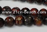 CAG5816 15 inches 10mm faceted round fire crackle agate beads