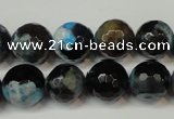 CAG5829 15 inches 12mm faceted round fire crackle agate beads