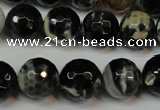 CAG5840 15 inches 14mm faceted round fire crackle agate beads