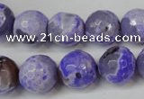 CAG5843 15 inches 14mm faceted round fire crackle agate beads