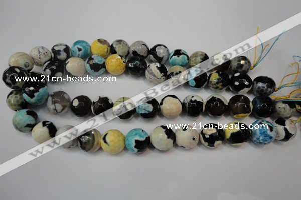 CAG5857 15 inches 16mm faceted round fire crackle agate beads