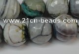 CAG5866 15 inches 16mm faceted round fire crackle agate beads