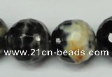 CAG5880 15 inches 20mm faceted round fire crackle agate beads