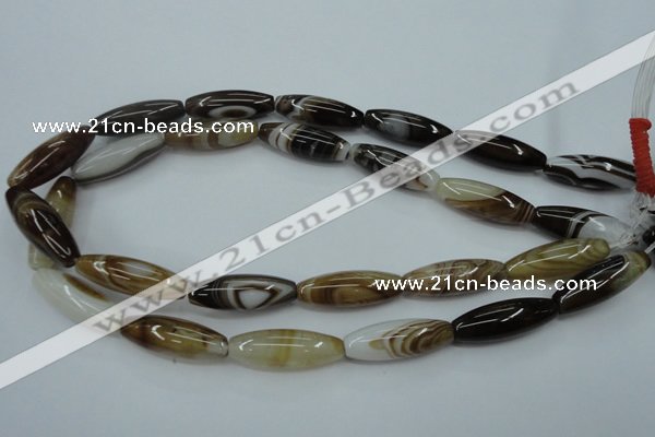 CAG5914 15 inches 10*30mm rice Madagascar agate gemstone beads