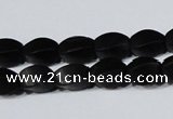 CAG6040 15.5 inches 5*8mm twisted rice matte black agate beads