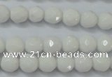 CAG6100 15.5 inches 4mm faceted round white agate gemstone beads