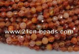 CAG618 15.5 inches 4mm faceted round natural fire agate beads