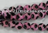 CAG6213 15 inches 14mm faceted round tibetan agate gemstone beads