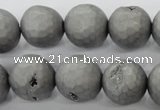 CAG6235 15 inches 14mm faceted round plated druzy agate beads