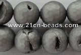CAG6236 15 inches 16mm faceted round plated druzy agate beads