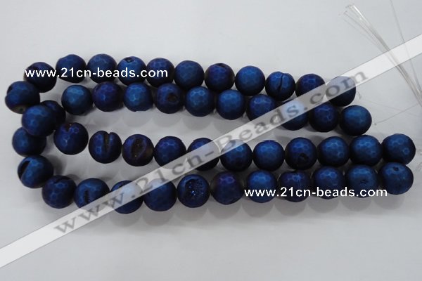 CAG6252 15 inches 8mm faceted round plated druzy agate beads