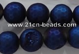CAG6254 15 inches 12mm faceted round plated druzy agate beads