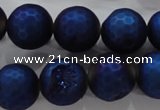 CAG6255 15 inches 14mm faceted round plated druzy agate beads