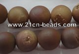 CAG6325 15 inches 14mm round plated druzy agate beads wholesale
