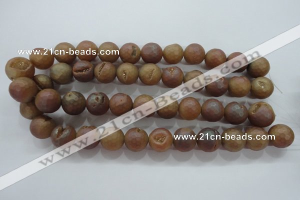 CAG6332 15 inches 8mm faceted round plated druzy agate beads
