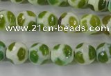 CAG6375 15 inches 10mm faceted round tibetan agate gemstone beads