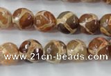 CAG6380 15 inches 12mm faceted round tibetan agate gemstone beads