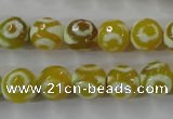 CAG6388 15 inches 10mm faceted round tibetan agate gemstone beads