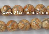 CAG6421 15 inches 14mm faceted round tibetan agate gemstone beads