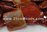 CAG652 15.5 inches 30*30mm faceted square natural fire agate beads
