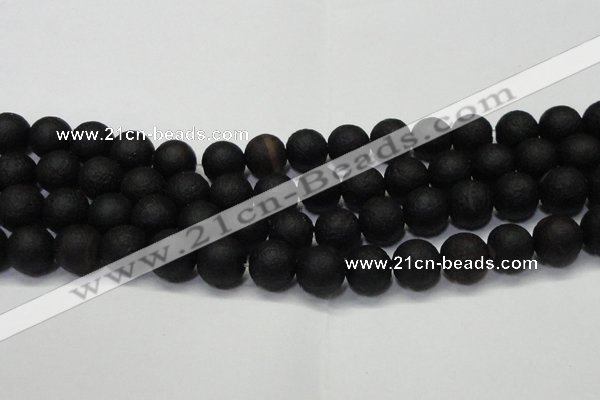 CAG6741 15 inches 10mm round black pilates agate beads