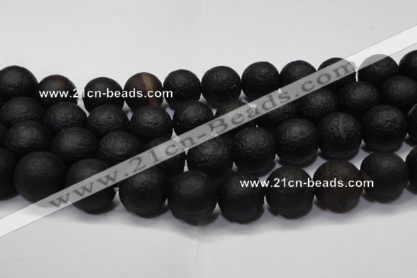 CAG6745 15 inches 18mm round black pilates agate beads