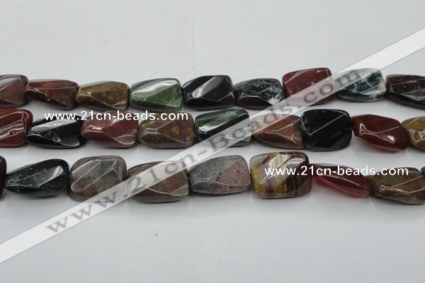 CAG6814 15.5 inches 16*22mm faceted & twisted rectangle Indian agate beads
